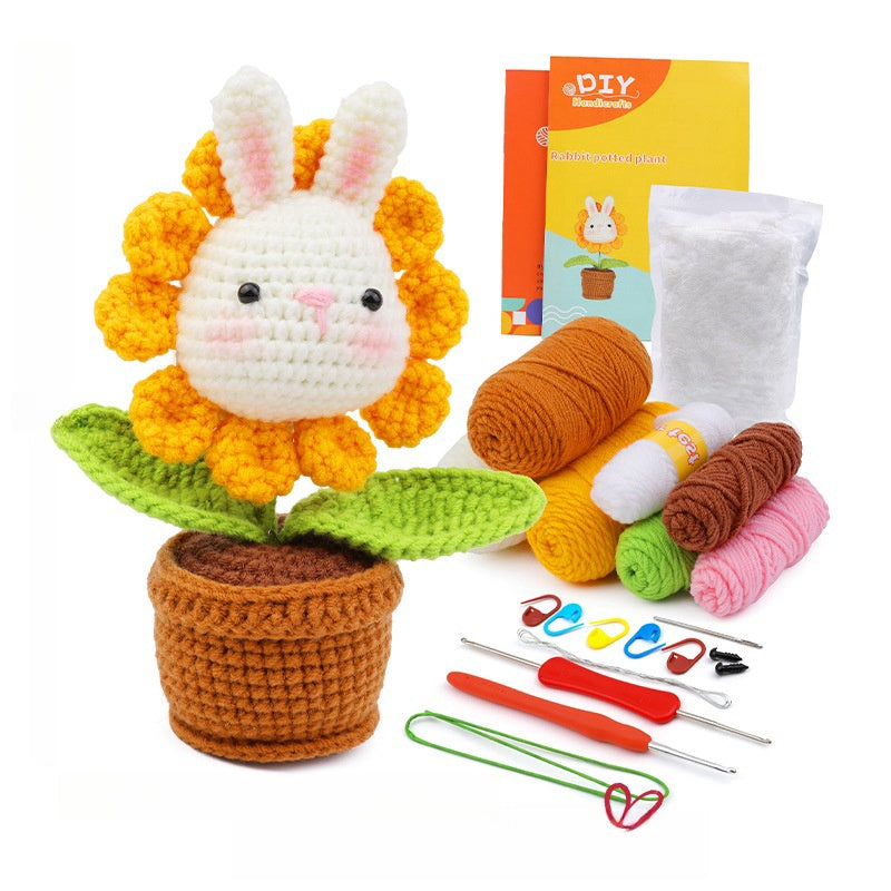 Plant Pot Handmade DIY Knitting Material Kit(sunflower)