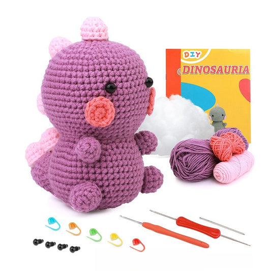 Crochet handmade diy woolen knitting jewelry material package (purple dinosaur)