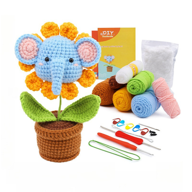 Crochet Doll DIY Elephant Cute Potted Plant Material Pack