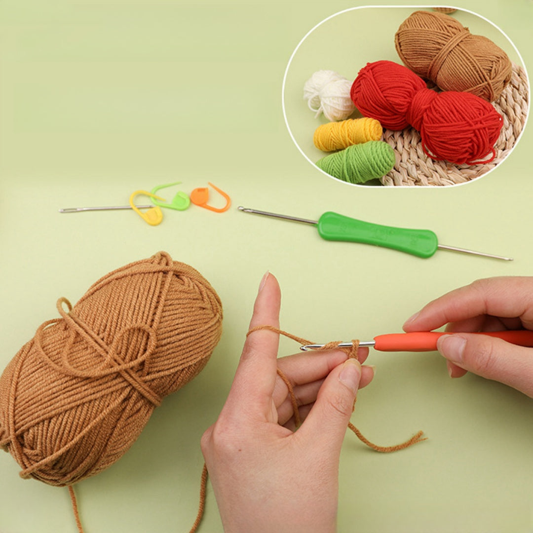 Crochet handmade diy woolen knitting ornaments material package (green dinosaur)