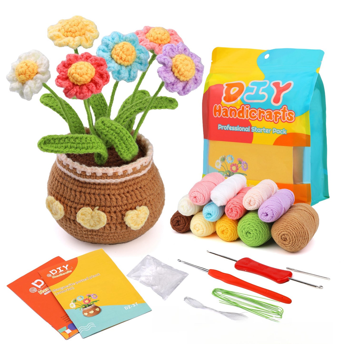 Plant potted handmade diy knitted ornaments material package (chrysanthemum)